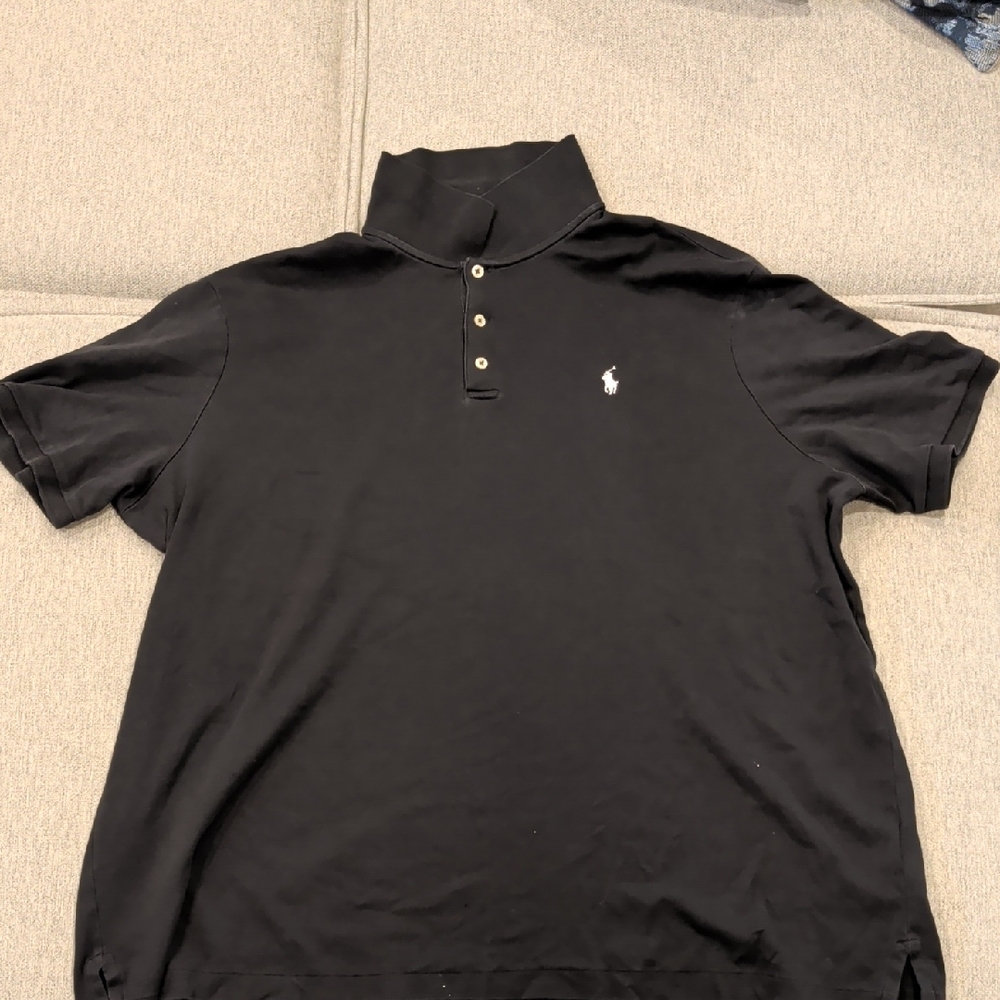 Ralph Lauren Black Short Sleeve Polo with White Pony Logo